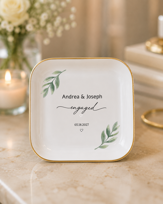 Custom Engagement Jewelry Tray –Custom Wedding Gift / Ring Dish / Date and Initials / Wedding Gift / Personalized Gift / Personalized / Engagement Gift /