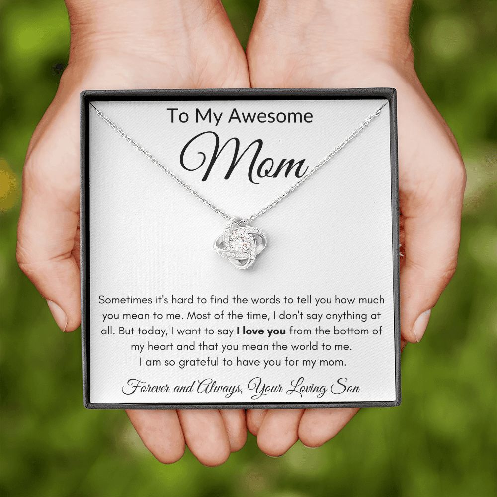 Awesome Mom Love Knot Necklace from Son