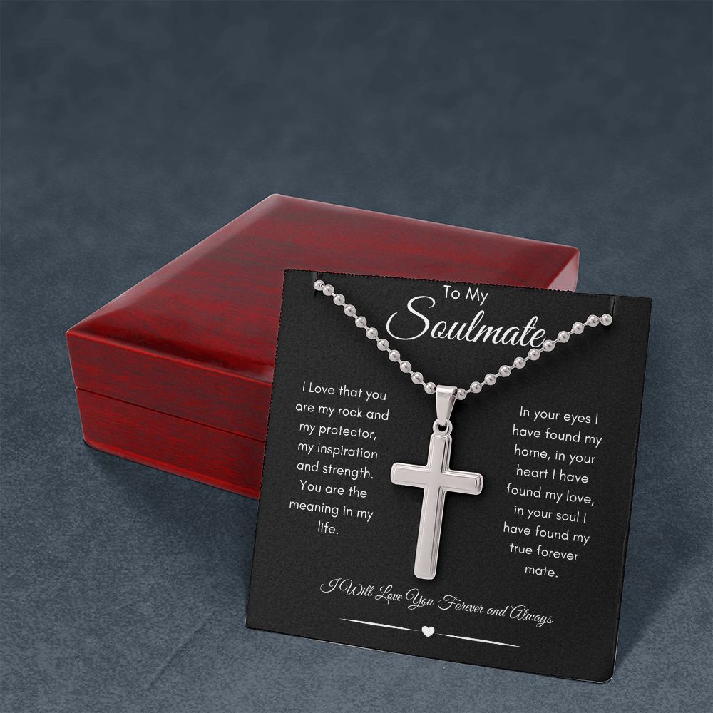 Soulmate Stainless Cross Necklace with Ball Chain