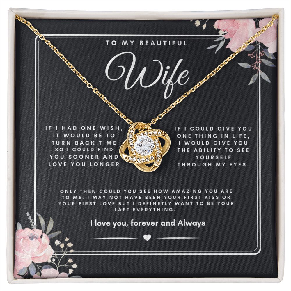TO MY BEAUTIFUL WIFE LOVE KNOT NECKLACE
