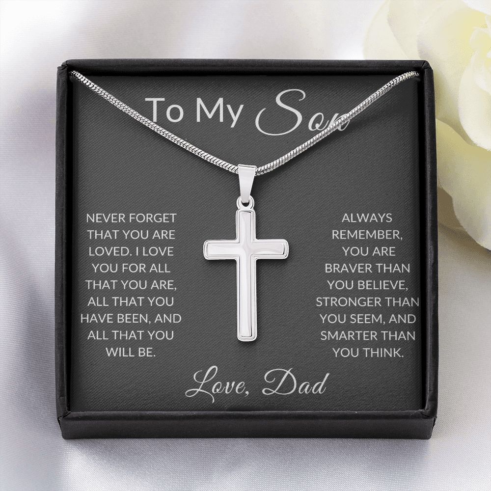 To My Son Love, Dad | Stainless Steel Cross Necklace