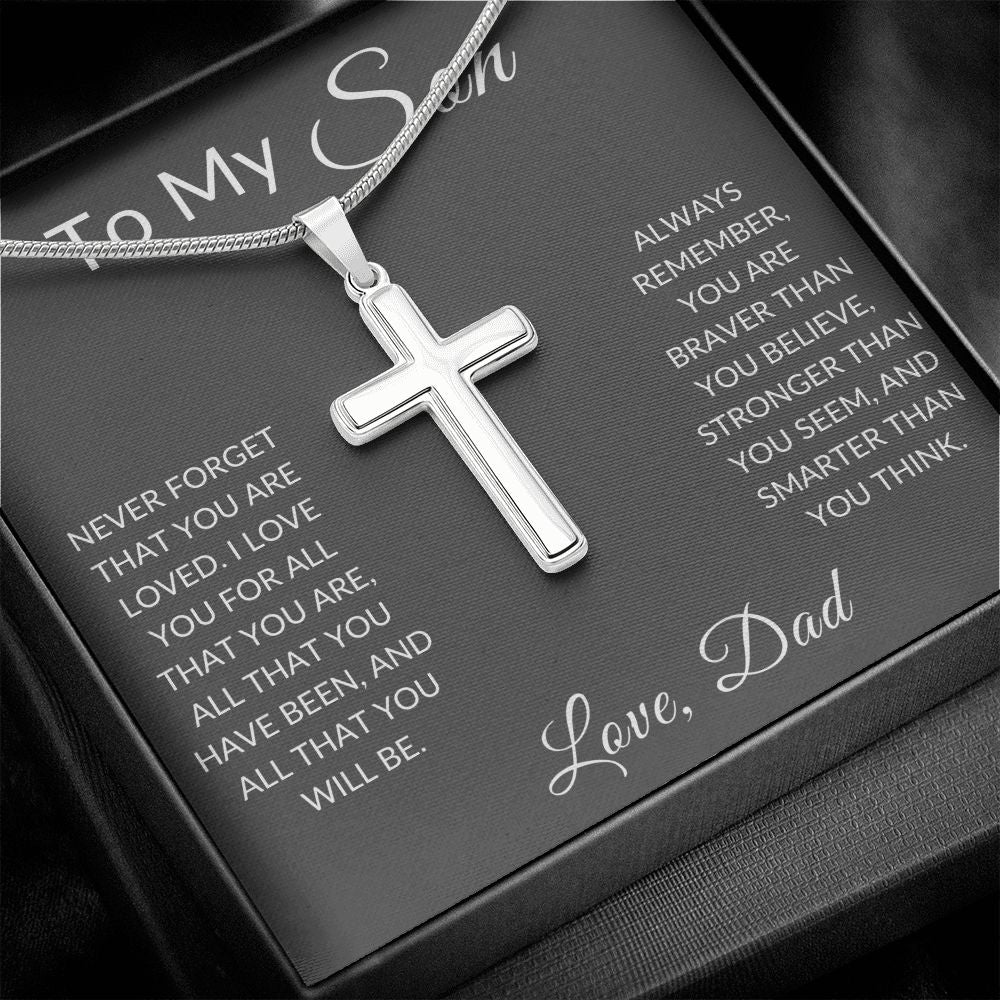 To My Son Love, Dad | Stainless Steel Cross Necklace