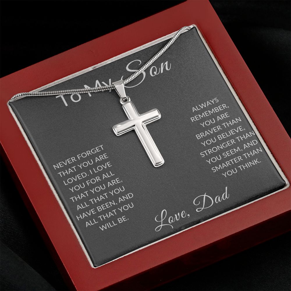 To My Son Love, Dad | Stainless Steel Cross Necklace
