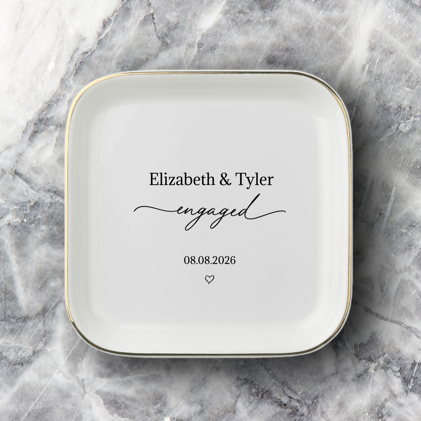 Engagement Custom Jewelry Tray –Custom Wedding Gift / Ring Dish / Date and Initials / Wedding Gift / Personalized Gift / Personalized / Engagement Gift /