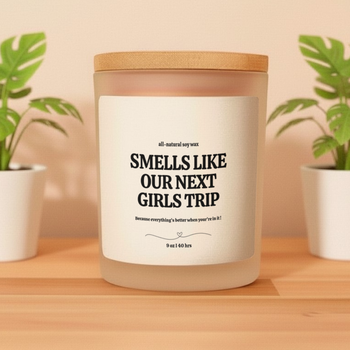 Remember When? Let's do it Again! Smells Like Our Next Girls Trip Glass Candle with Bamboo Lid