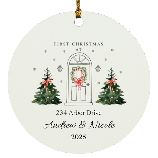 Our First Christmas in Our New Home, Christmas Tree New Home Ornament, Address Ornament