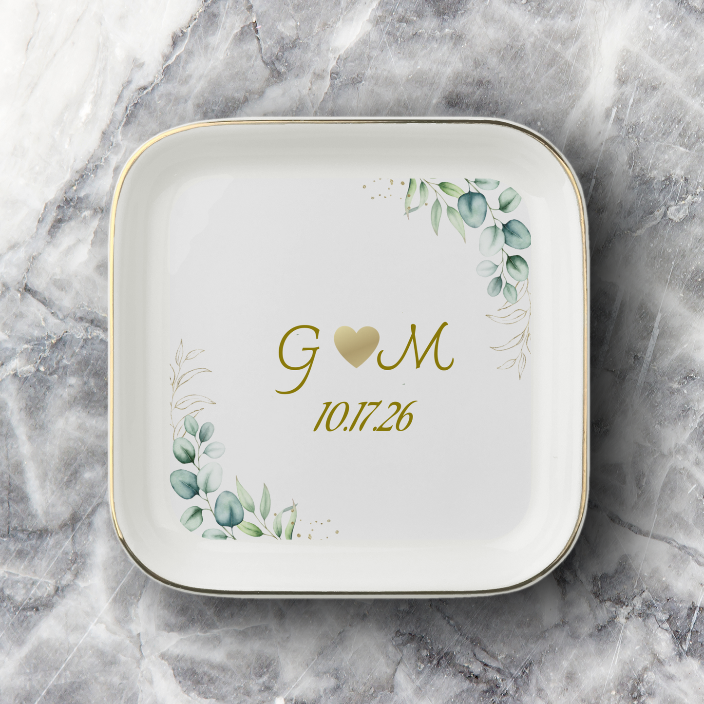 Jewelry DisCustom Wedding Gift / Ring Dish / Date and Initials / Wedding Gift / Personalized Gift / Personalized / Engagement Gift /h