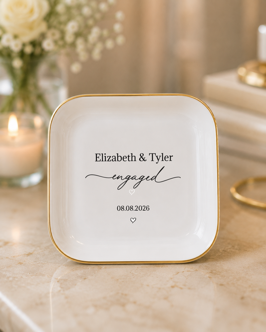 Engagement Custom Jewelry Tray –Custom Wedding Gift / Ring Dish / Date and Initials / Wedding Gift / Personalized Gift / Personalized / Engagement Gift /