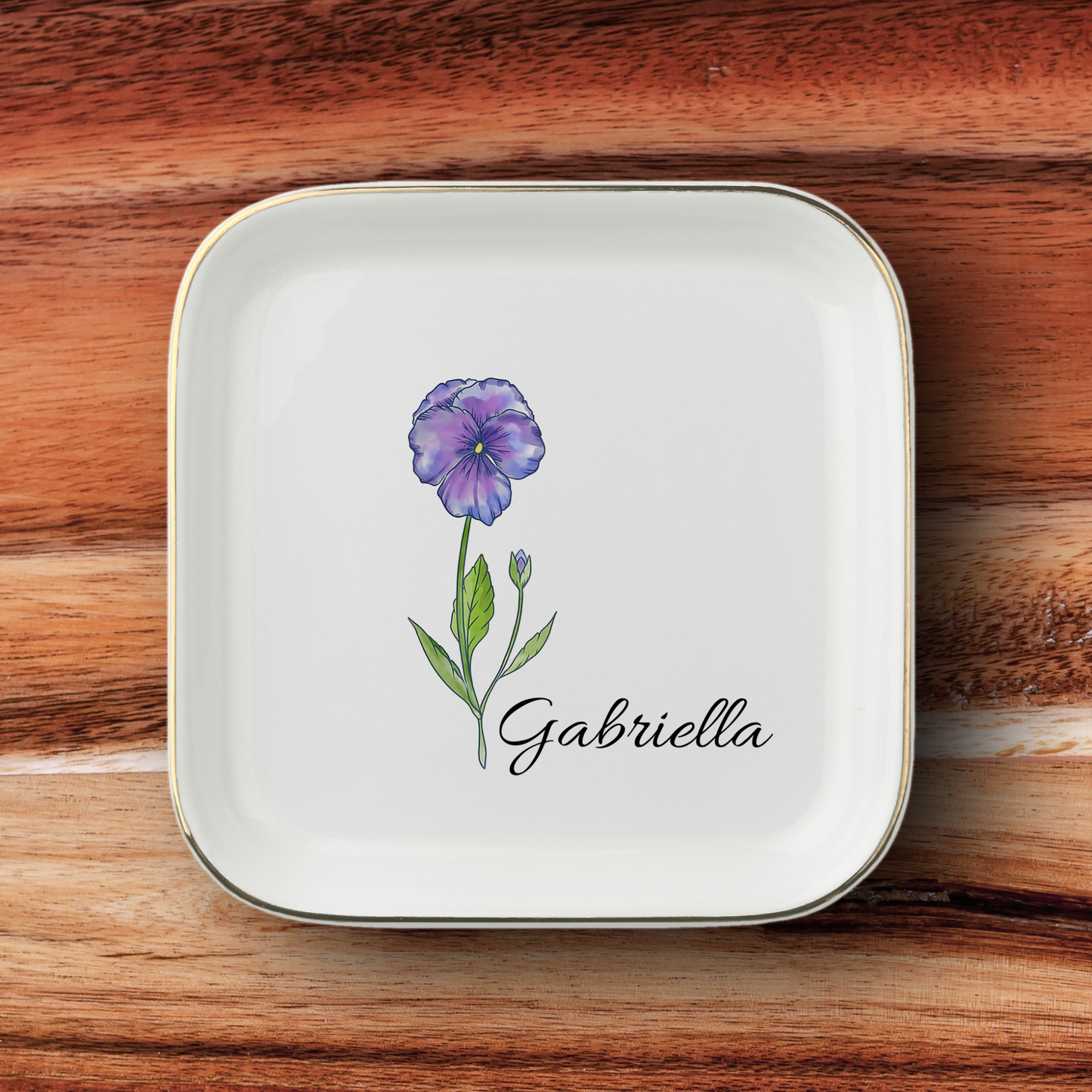 Personalized Birth Flower Ring/Trinket Dish