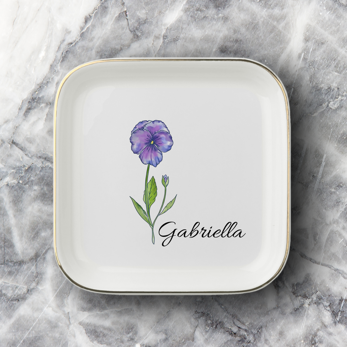 Personalized Birth Flower Ring/Trinket Dish