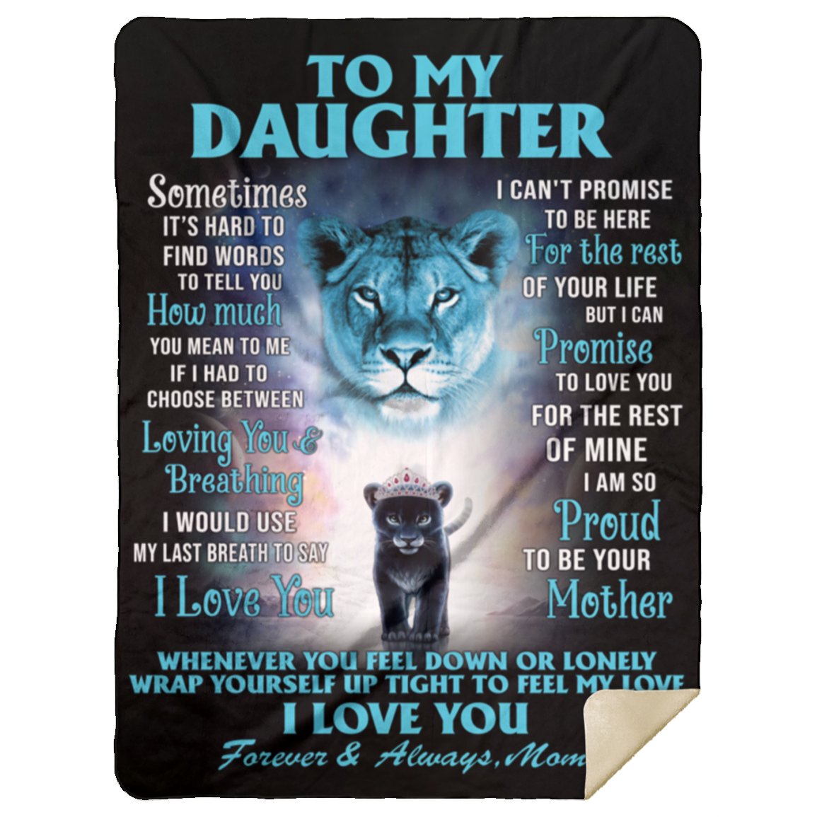 Daughter Sherpa Lion Blanket From Mom 60x80