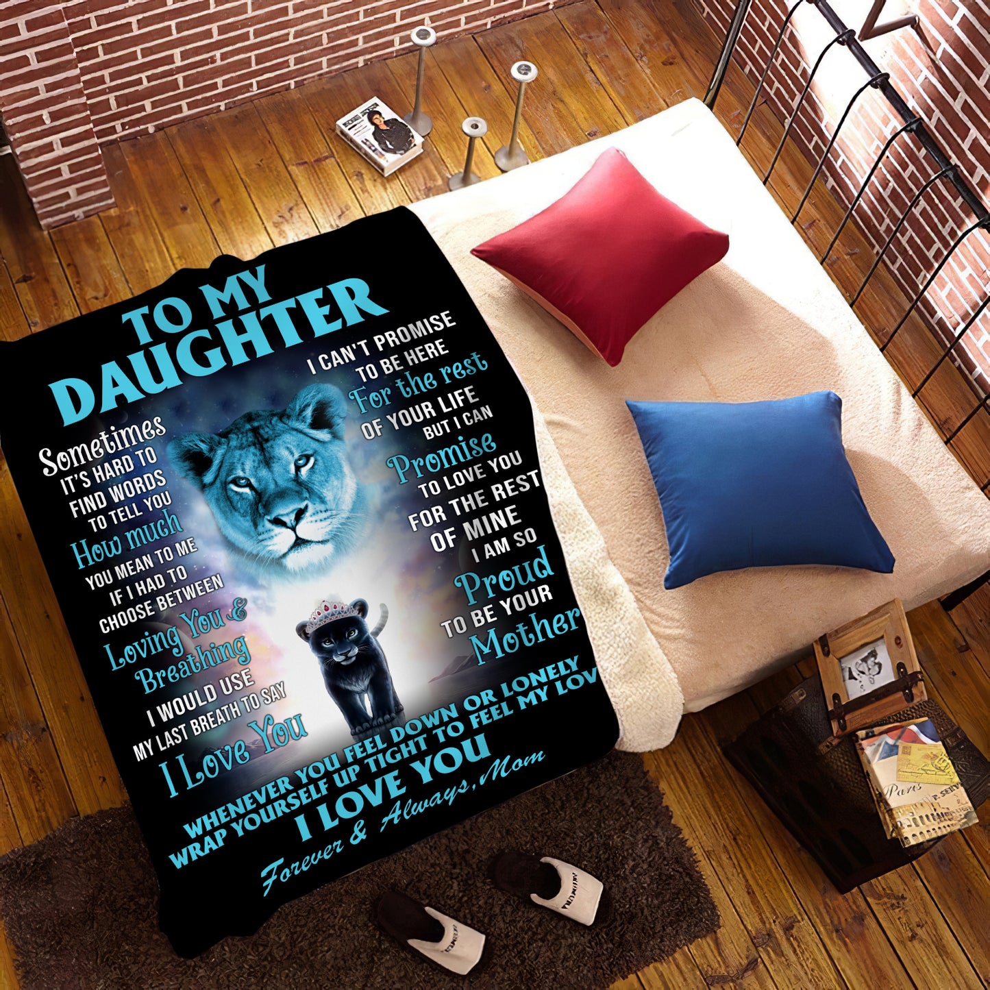 Daughter Sherpa Lion Blanket from Mom 50x60