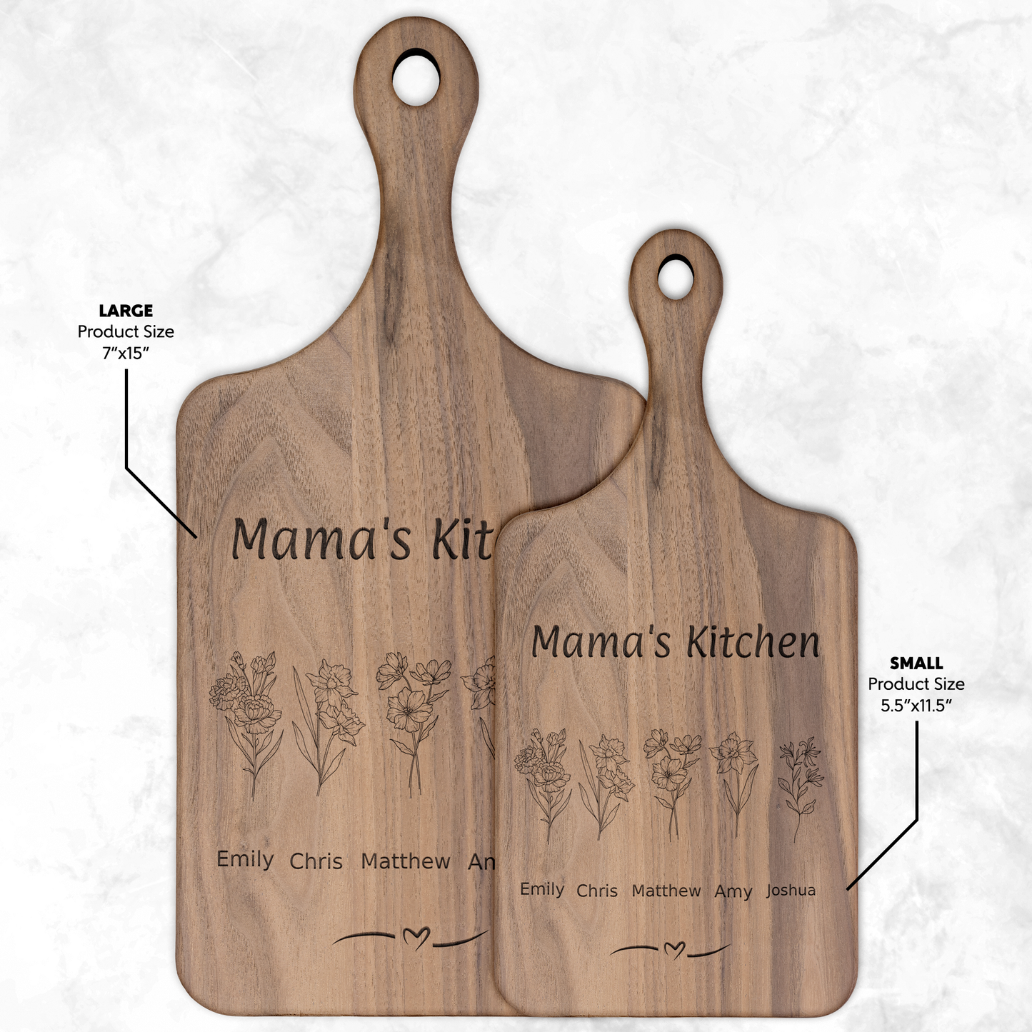 "Mama's Kitchen" Personalized Paddle Cutting Board