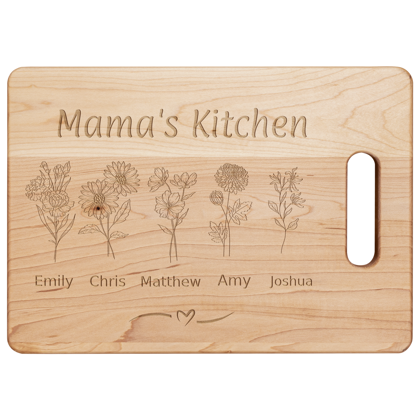 Personalized Birth Month Flower Cutting Board