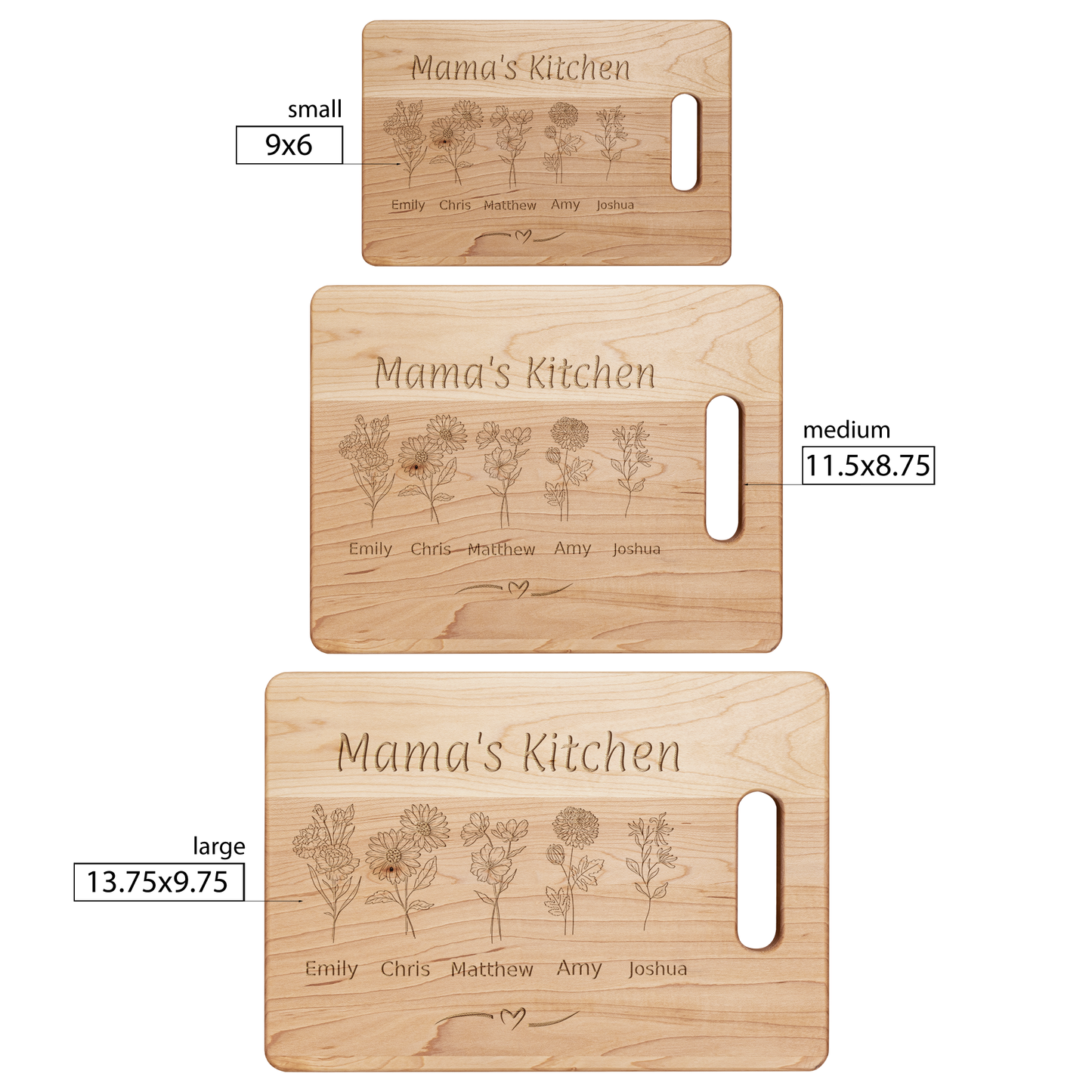 Personalized Birth Month Flower Cutting Board