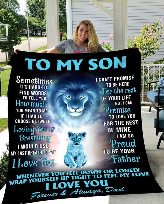 Son from Dad Lion Sherpa Blanket 50 x 60 or 60 x 80