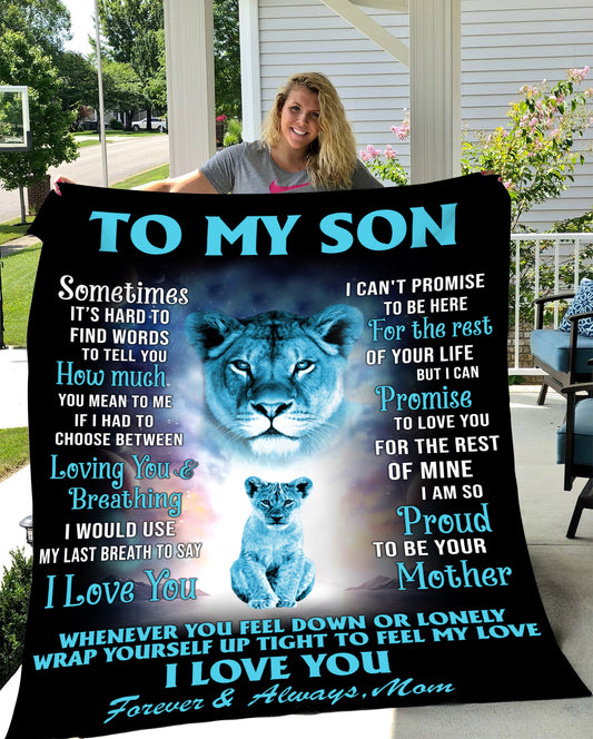 Son from Mom Lion Sherpa Blanket 50 x 60