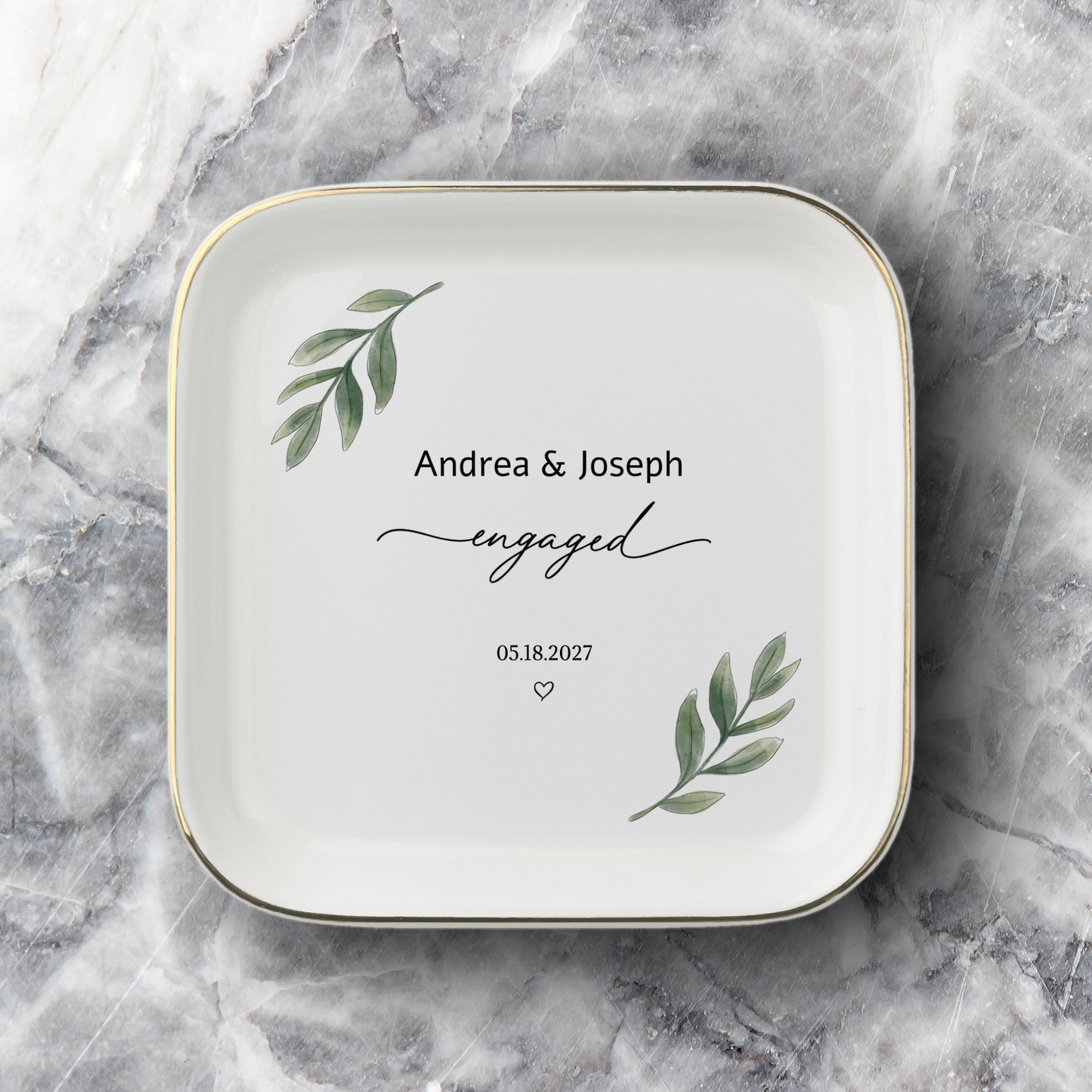 Custom Engagement Jewelry Tray –Custom Wedding Gift / Ring Dish / Date and Initials / Wedding Gift / Personalized Gift / Personalized / Engagement Gift /