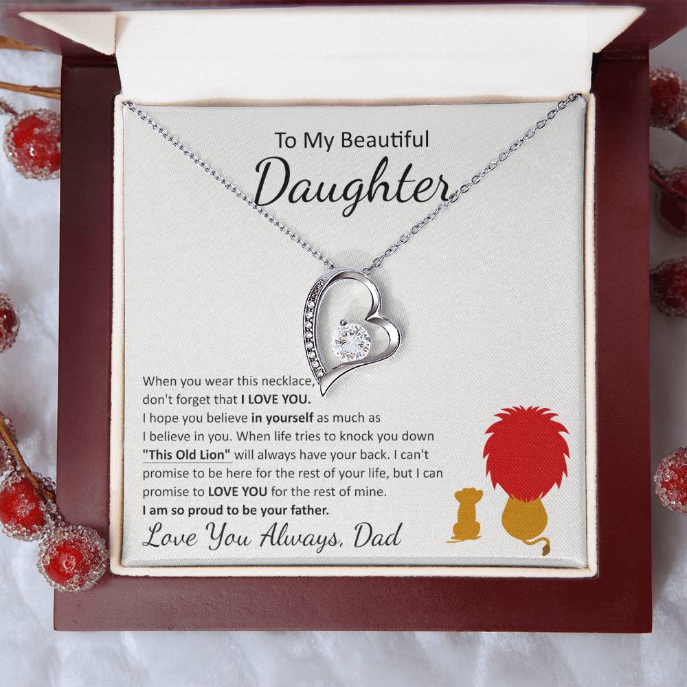 To My Beautiful Daughter Forever Love Necklace | This Old Lion