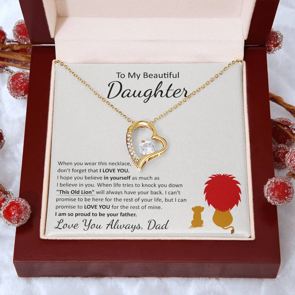 To My Beautiful Daughter Forever Love Necklace | This Old Lion
