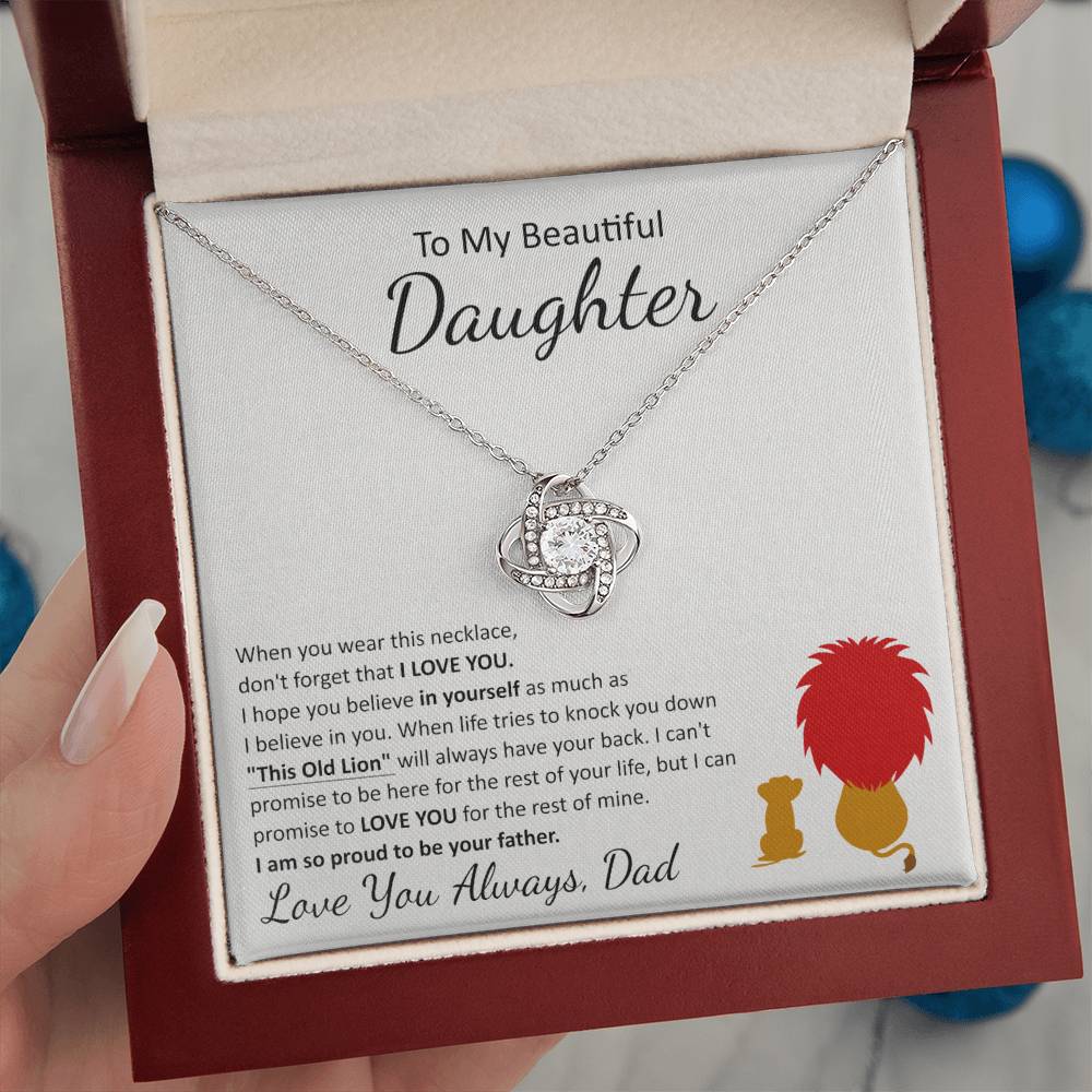 This Old Lion To My Beautiful Daughter Love Knot Necklace