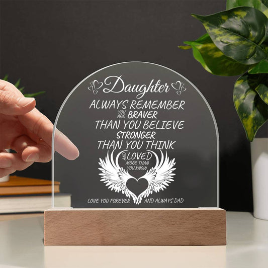 "Dad's Whisper of Love: Engraved Acrylic Plaque - A Perfect Daughter's Keepsake!"