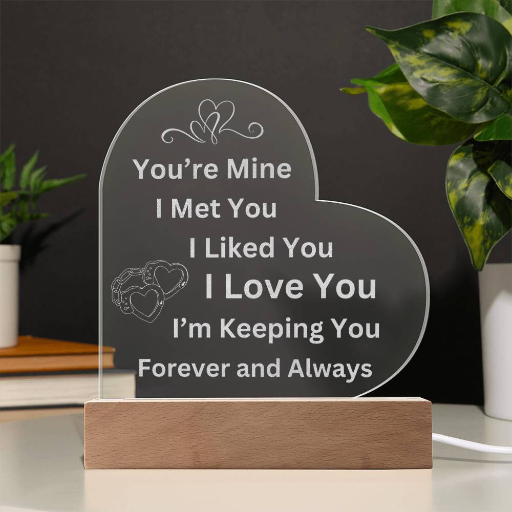 You're Mine Forever and Always Custom Heart Plaque