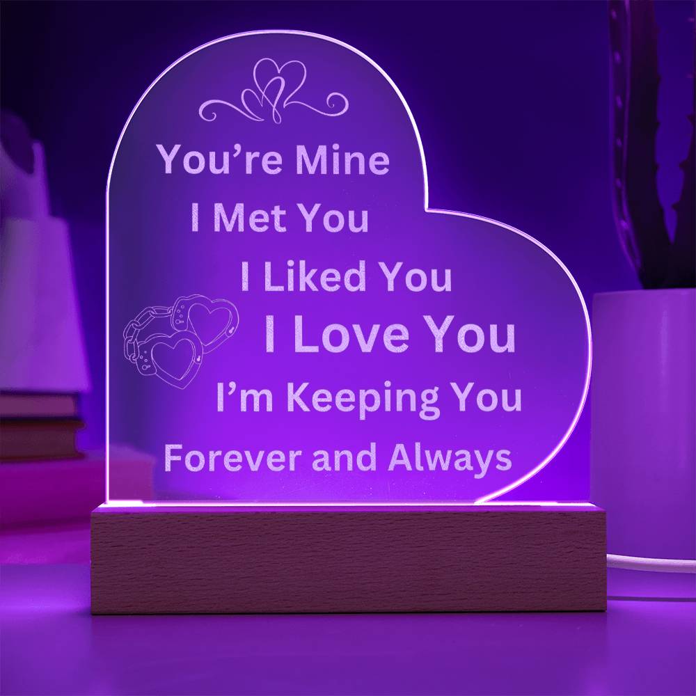 You're Mine Forever and Always Custom Heart Plaque