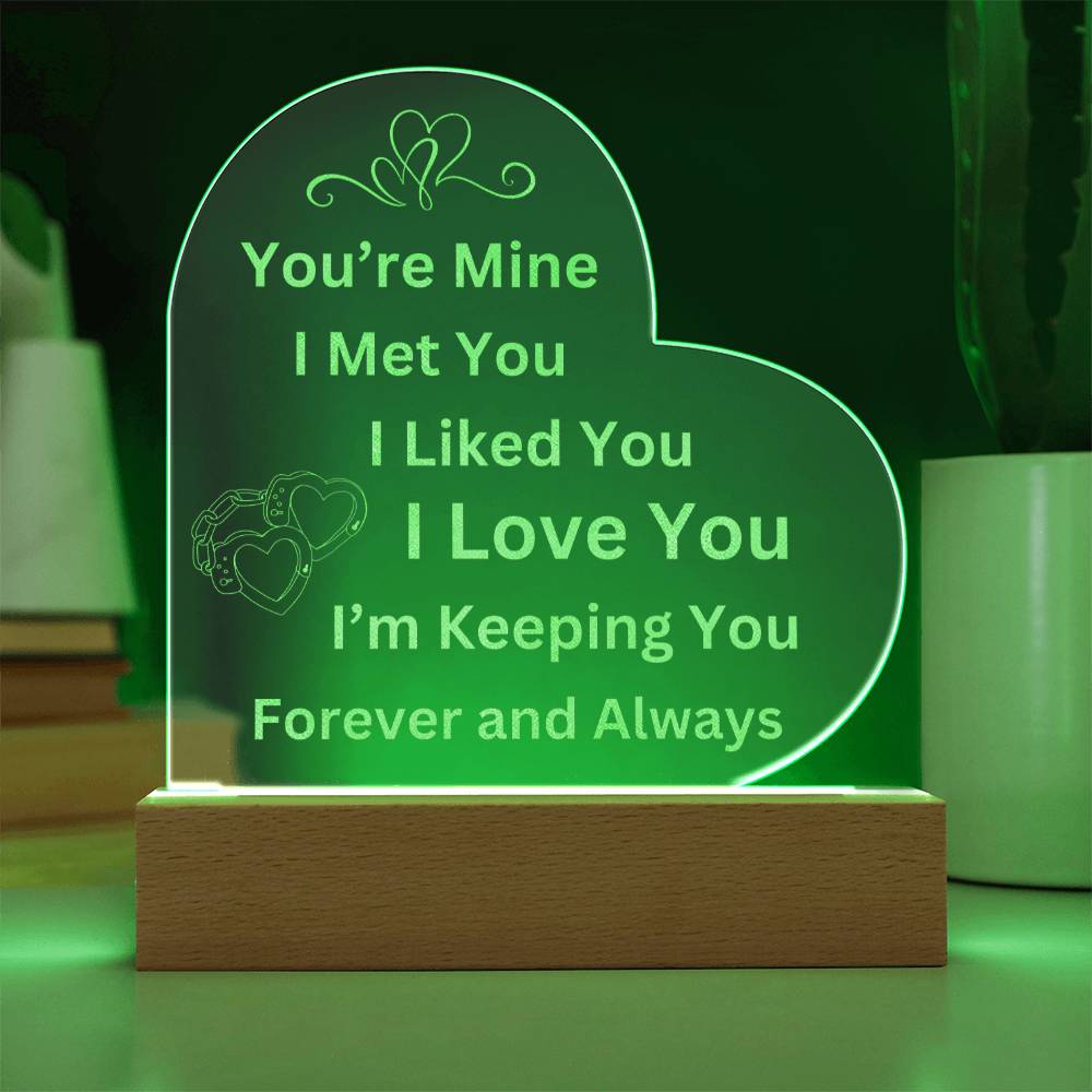 You're Mine Forever and Always Custom Heart Plaque