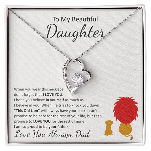 To My Beautiful Daughter Forever Love Necklace | This Old Lion