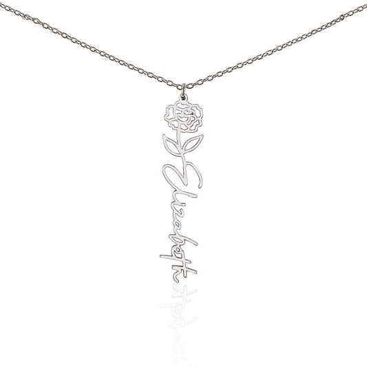 Birth Flower Name Necklace: Personalized Floral Jewelry