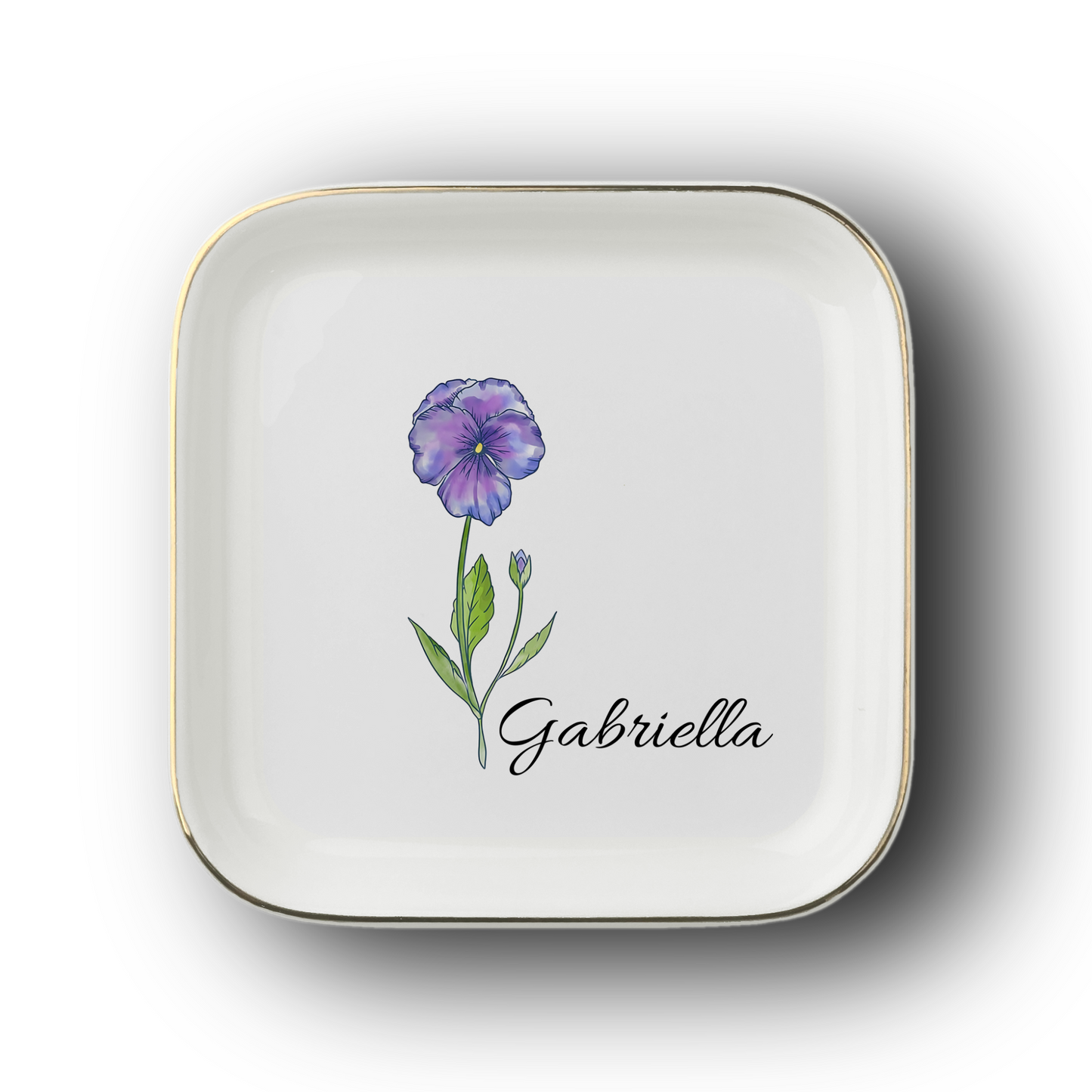 Personalized Birth Flower Ring/Trinket Dish
