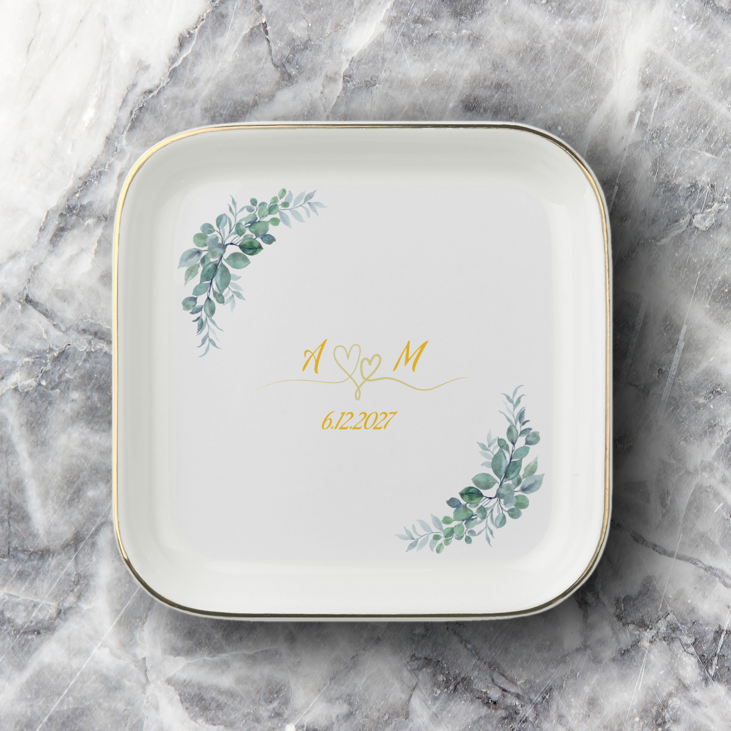Custom Jewelry Tray –Custom Wedding Gift / Ring Dish / Date and Initials / Wedding Gift / Personalized Gift / Personalized / Engagement Gift /