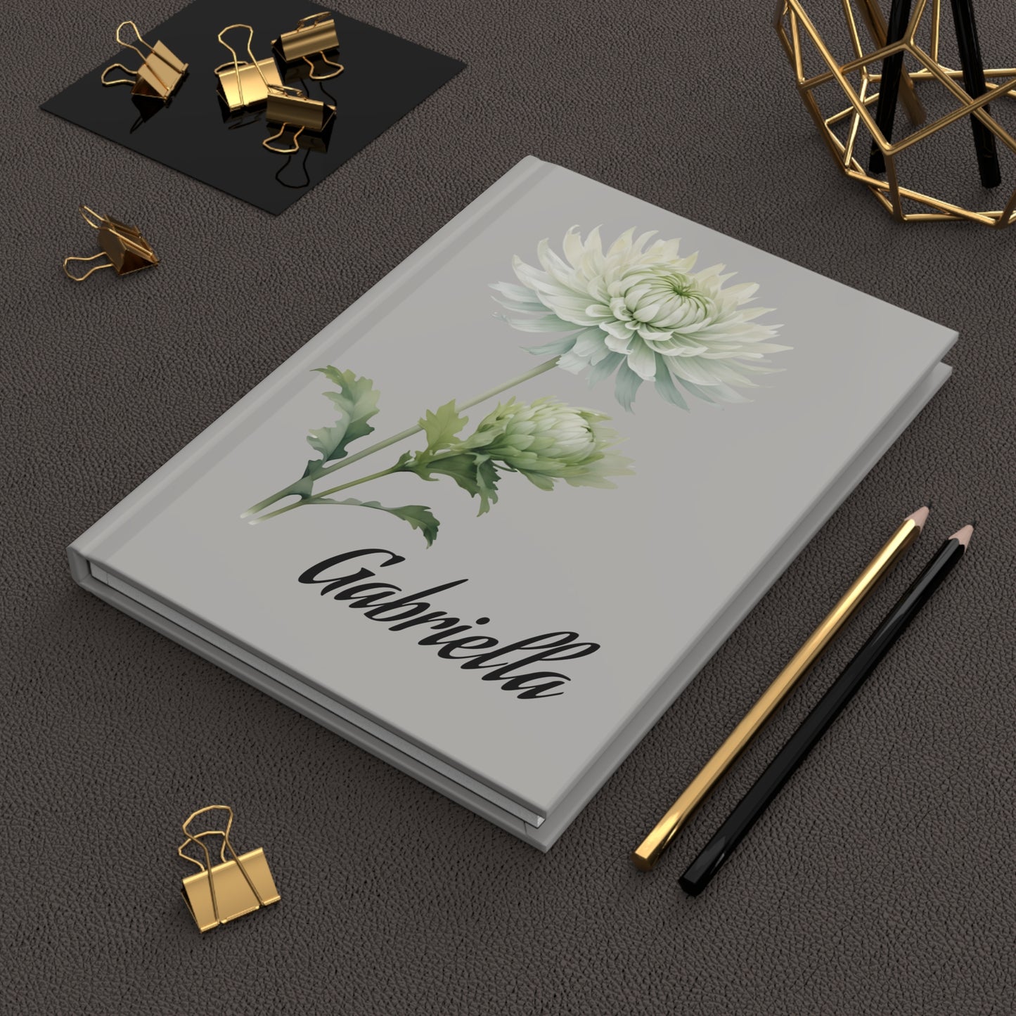 Personalized Birth Flower Journal with Name – Matte Hardcover Lined Notebook