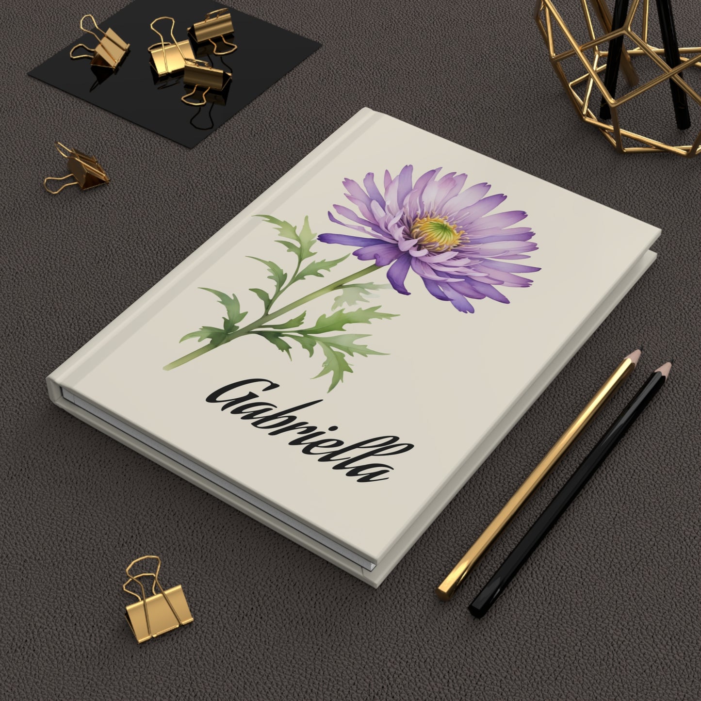 Personalized Birth Flower Journal with Name – Matte Hardcover Lined Notebook