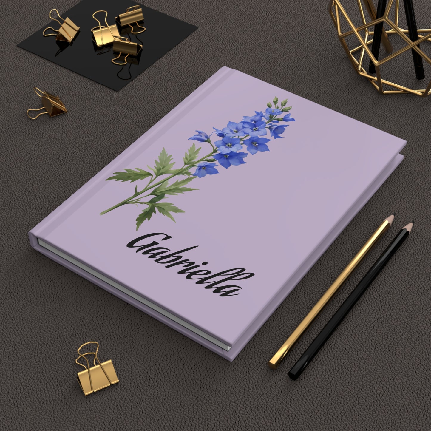 Personalized Birth Flower Journal with Name – Matte Hardcover Lined Notebook