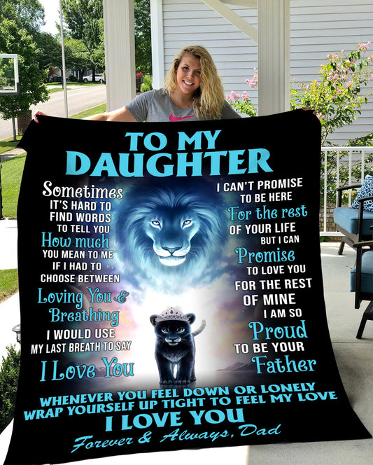 Daughter From Dad Lion Sherpa Blanket 50 x 60 or 60 x 80