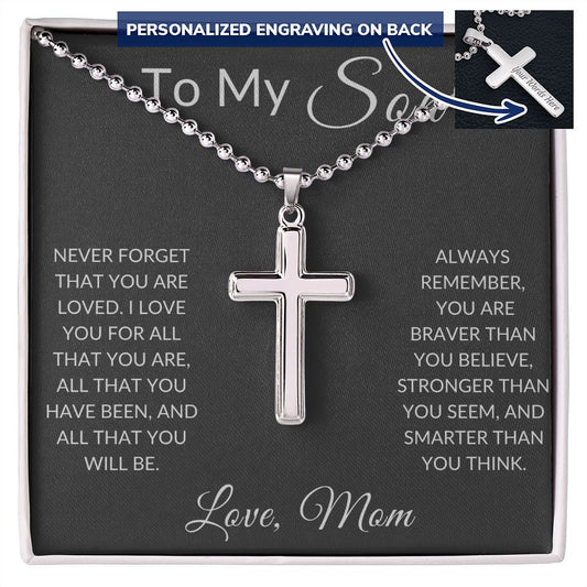 To My Son Love, Mom | Personalized Cross