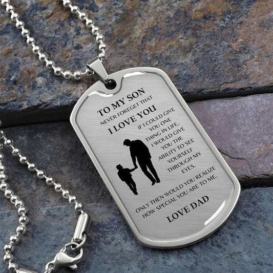 To My Son Love Dad | Dog Tag Silver/Gold