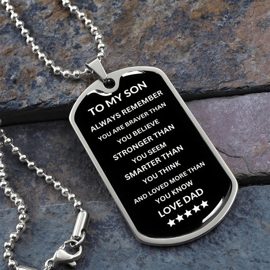 TO MY SON DOG TAG (BLACK) LOVE DAD