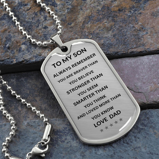 TO MY SON DOG TAG LOVE DAD