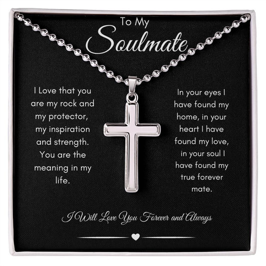 Soulmate Stainless Cross Necklace with Ball Chain
