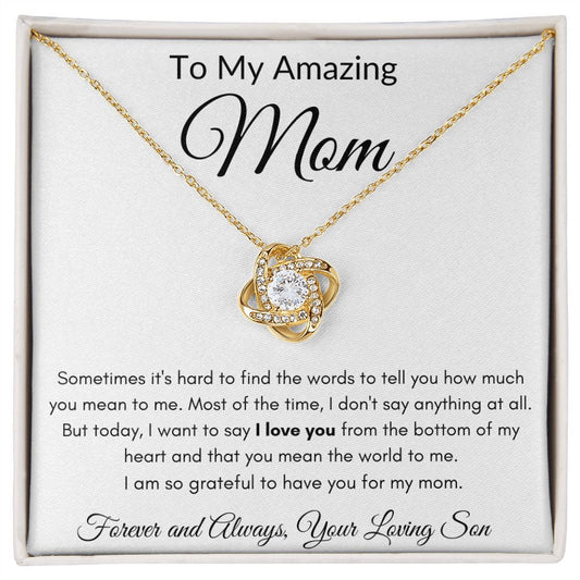 Amazing Mom Love Knot Necklace from Son