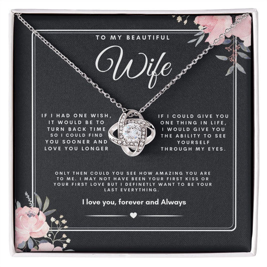 TO MY BEAUTIFUL WIFE LOVE KNOT NECKLACE