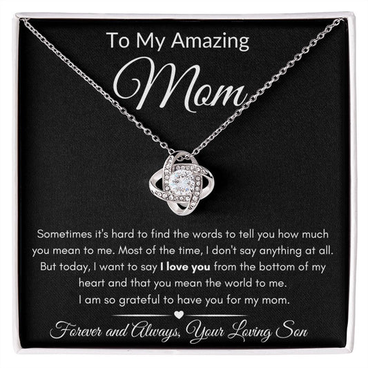 To My Amazing Mom Love Knot Necklace