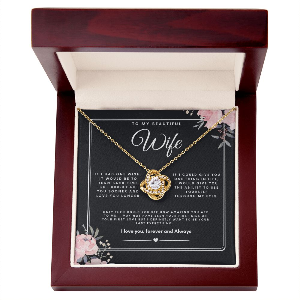 TO MY BEAUTIFUL WIFE LOVE KNOT NECKLACE