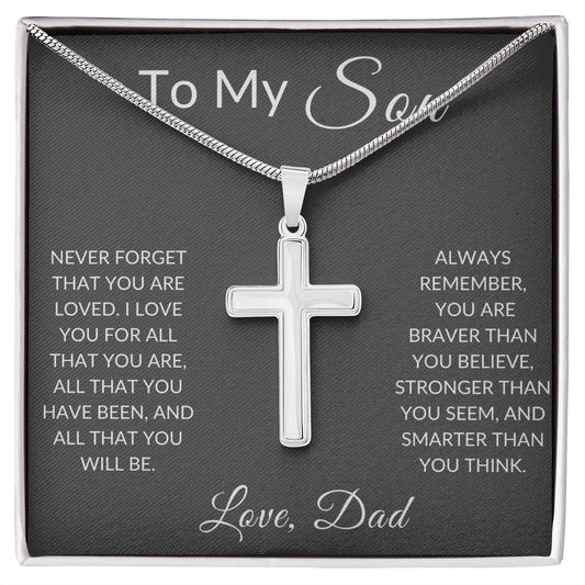 To My Son Love, Dad | Stainless Steel Cross Necklace
